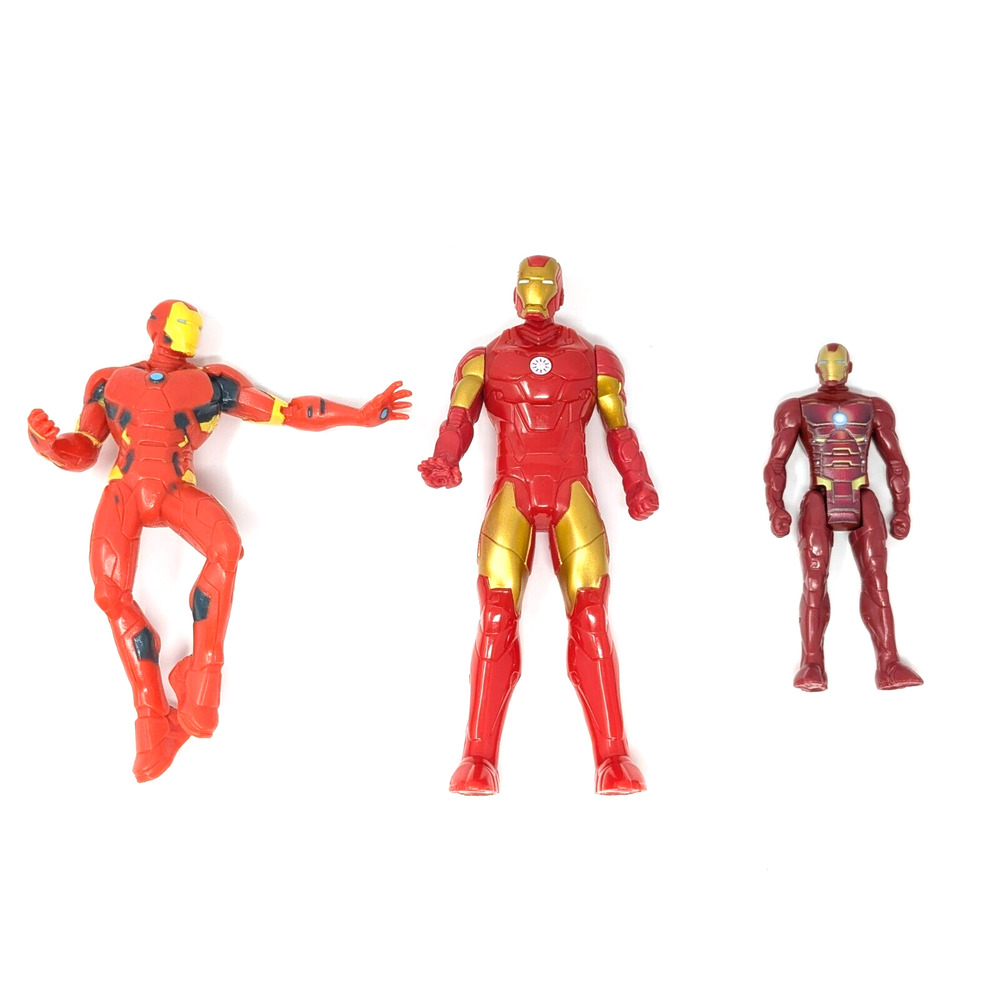 Lot of 3 Iron Man Superhero Action Figures Hasboro‎ Marvel Red